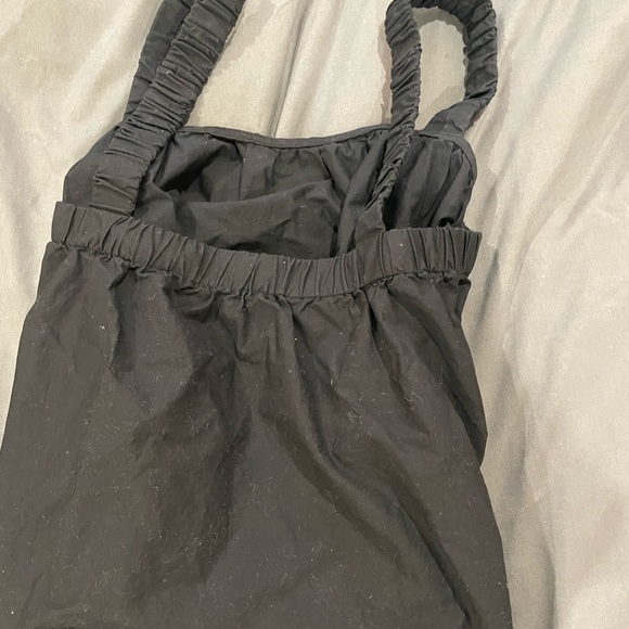 BLACK RUFFLE CROPPED CAMISOLE SHIRT - Picture 2 of 3